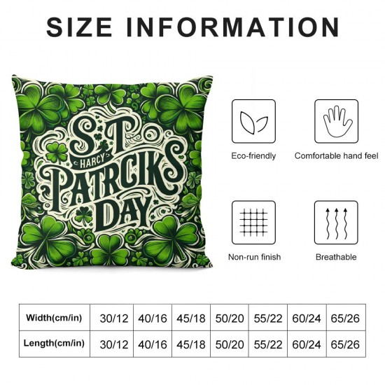 &nbsp;St.&nbsp;Patrick's Day Throw Pillow Covers Square Decorative Pillow Covers Cushion Cover