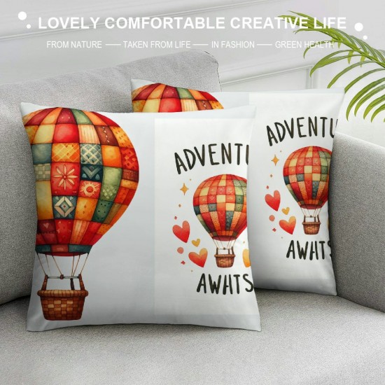  Throw Pillow Cover Watercolor Hot Air Balloon Decorative Pillow Covers Cushion Cover Decor Home Sofa