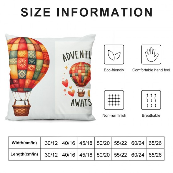  Throw Pillow Cover Watercolor Hot Air Balloon Decorative Pillow Covers Cushion Cover Decor Home Sofa