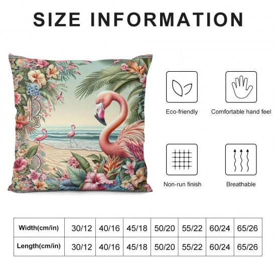 Vintage Christmas Style Farmhouse Pillow Cover&nbsp;Flamingos Wear Santa Hats Decoraive Home Cushion CoverFlowers Outdoor Decor for Sofa Couch Pillowcase ( Flamingo)