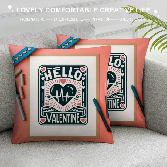 Happy Valentine’s Day Decor Pillow Covers Red White Stripes with Love Heart Saying Throw Pillow Cases Home Sofa Couch Cushion Cover