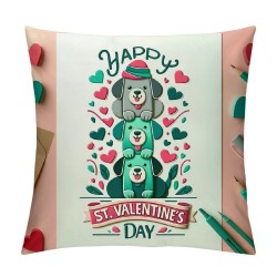 Ulloord &nbsp; Throw Pillow Covers Dog with Flower Decor&nbsp;Valentine Pillow Cover Gift Pillow Case Square Home Pillowcase Cushion Cover for Sofa Couch (Pink)