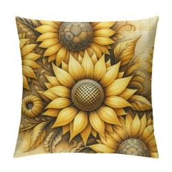 Ulloord Hello Summer Sunflower Pillow Covers Yellow Flower Sunshine Black and White Buffalo Plaid Stripes Farmhouse Decorative Throw Pillow Cases Cushion Covers for Sofa Couch