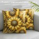 Ulloord Hello Summer Sunflower Pillow Covers Yellow Flower Sunshine Black and White Buffalo Plaid Stripes Farmhouse Decorative Throw Pillow Cases Cushion Covers for Sofa Couch