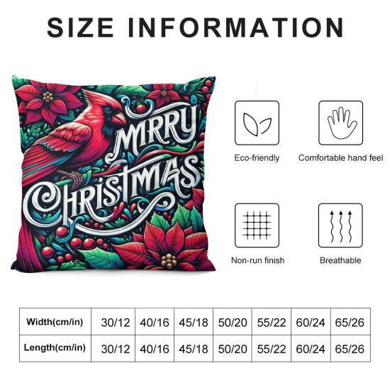 Ulloord Vintage Throw Pillow Covers Merry Christmas with Xmas Flower Decor Pillow Cover Pillow Case Cushion Cover for Sofa