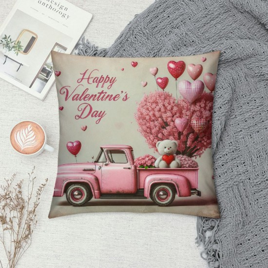 &nbsp;Happy Valentine's Day Throw Pillow Covers Red Heart Truck Pillow Cover&nbsp;Valentines Farmhouse Pillow Cases Love Gift Cushion Cover Home Sofa Pillowcase for Indoor Outdoor