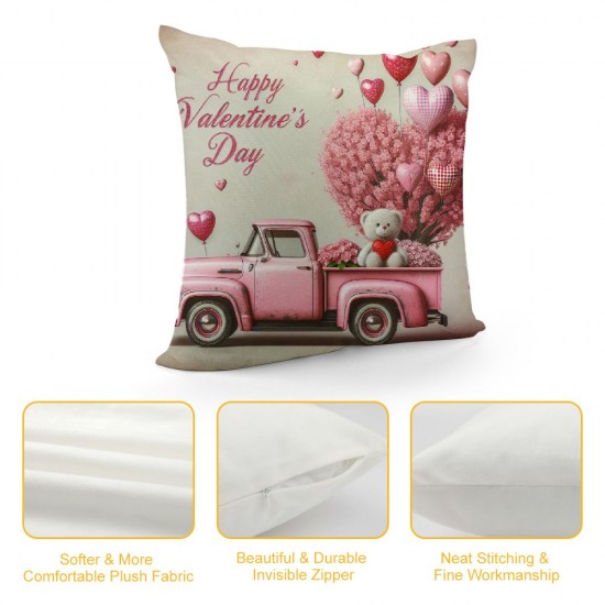 &nbsp;Happy Valentine's Day Throw Pillow Covers Red Heart Truck Pillow Cover&nbsp;Valentines Farmhouse Pillow Cases Love Gift Cushion Cover Home Sofa Pillowcase for Indoor Outdoor