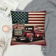 Ulloord Vintage Red Truck Throw Pillow Covers America Flag Decorative Pillow Covers Square Rustic Dog Pillow Case Cushion Cover Home Outdoor Decor Sofa Bed