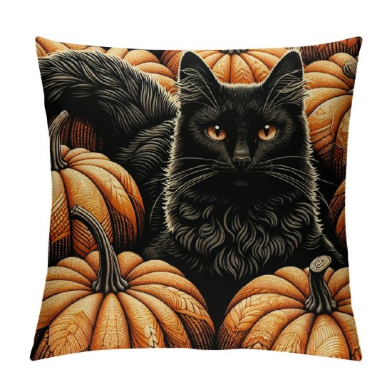 Vintage Fall Pumpkin Throw Pillow Covers Halloween Decorative Pillow Case Cushion Cover Square Pillowcase Home Decor Sofa