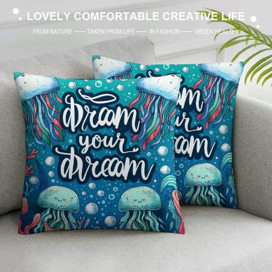  Throw Pillow Cover Ocean Theme Beach Decorative Pillow Cover Square Beautiful Cushion Cover Super Soft&nbsp; Pillow Cases for Sofa Bedroom