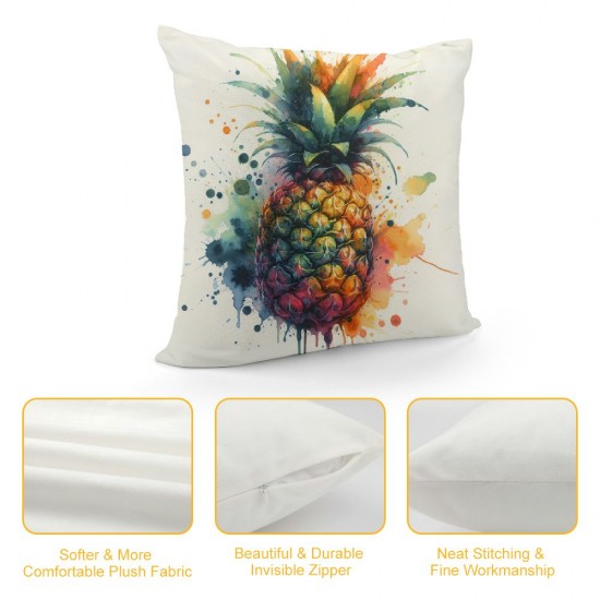 Ulloord Watercolor Pineapple Plant Farmhouse Pillow Cover&nbsp;Ripe Pineapple Decorative Throw Pillows Cover Super Soft Summer Cushion Cover Decor Couch Patio