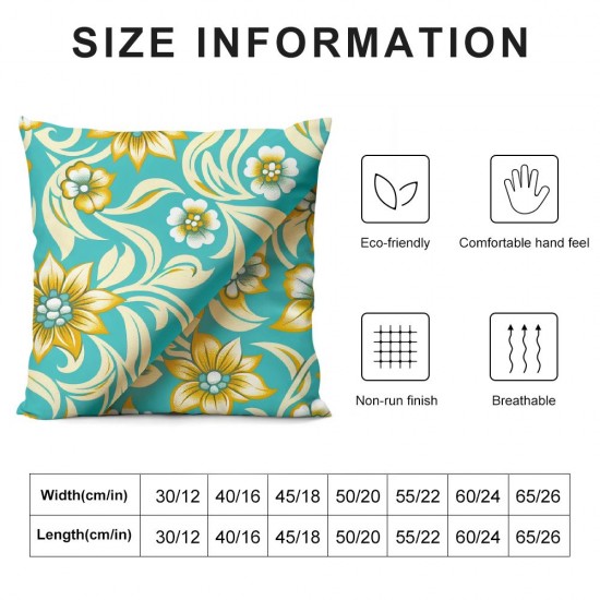 Ulloord Yellow Blue Geometric Flower Pillow Covers Dahlia&nbsp;Floral Leaf Home Sweet Home Decor Pillow Cases Standard Size Summer Modern Throw Pillow Cushion Cover for Couch