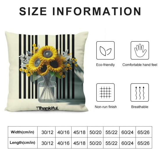 Ulloord Vintage Fall Farmhouse Pillow Cover Color Pumpkin Sunflowers with Decorative Throw Pillow Cover Outdoor Autumn Rustic Pillow Case