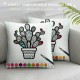 Ulloord  Tropical Plant Throw Pillow Covers Watercolor Cactus Print Farmhouse Home Decor Pillow Cover Super Soft Square White Background&nbsp;Pillowcase Cushion Cover