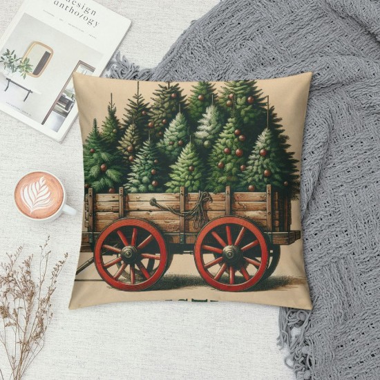 &nbsp;Christmas Decorative Pillow Covers&nbsp;Christmas Trees with Pillow Case Wood Background Merry Christmas Quote Pillowcase Decor 