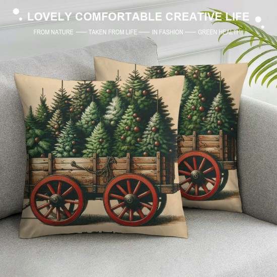 &nbsp;Christmas Decorative Pillow Covers&nbsp;Christmas Trees with Pillow Case Wood Background Merry Christmas Quote Pillowcase Decor 