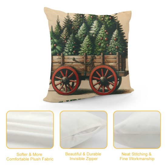 &nbsp;Christmas Decorative Pillow Covers&nbsp;Christmas Trees with Pillow Case Wood Background Merry Christmas Quote Pillowcase Decor 