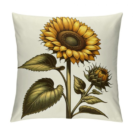 Ulloord Vintage Garden Theme&nbsp;Farmhouse Throw Pillow Covers Yellow Sunflower Euro Pillow Covers Pillowcase Cushion Cover Home Garden Couch Bedroom