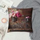 Ulloord &nbsp;Bicycle Throw Pillow Covers with Spring Rose Flower Pillow Case Brown Wood Background Farmhouse Pillowcase for Home Sofa Couch Bedroom