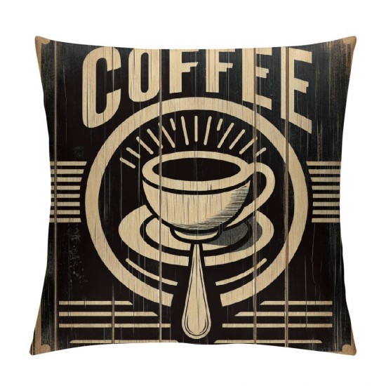 Ulloord Coffee Theme Throw Pillow Case &nbsp;Background&nbsp;Coffee Pattern Decorative Pillow Covers Square for Home Sofa Cushion Cover