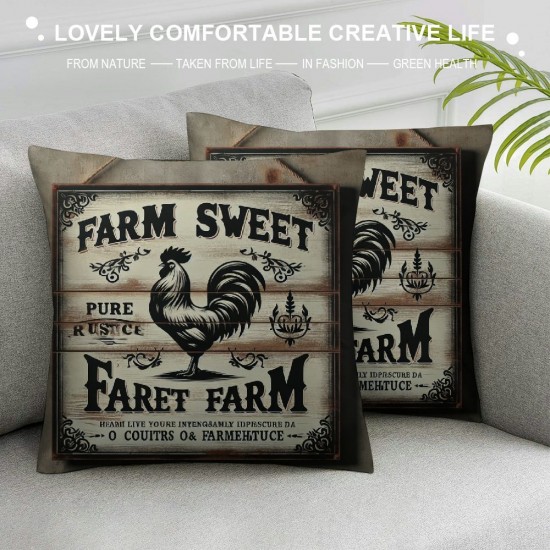  Farmhouse Pillow Covers Vintage Wood Background Animal Decor Rustic Pillow Case Farm Sweet Farm Lettering Cushion Cover Decor Sofa