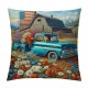 Ulloord Throw Pillow Covers Vintage Blue Truck with White Daisy Flower Decorative Pillow Covers American Flag Independence Day Flag Pillow Case Cushion Cover