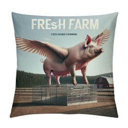 Ulloord Vintage Farmhouse Pig Pillow Covers Poultry Pig Throw Pillow Case Cushion Cover Fresh Farm Lettering Rustic Farm Pillow Cover for Sofa 