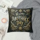 Ulloord Happy Mother's Day Pillow Covers Flower Print&nbsp;Decorative Pillow Covers Black Cushion Cover for Mother' Day Party Home Decor Pillowcase