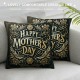 Ulloord Happy Mother's Day Pillow Covers Flower Print&nbsp;Decorative Pillow Covers Black Cushion Cover for Mother' Day Party Home Decor Pillowcase