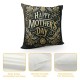 Ulloord Happy Mother's Day Pillow Covers Flower Print&nbsp;Decorative Pillow Covers Black Cushion Cover for Mother' Day Party Home Decor Pillowcase