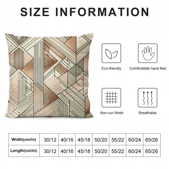 Ulloord &nbsp; Throw Pillow Covers Pillow Case&nbsp;Geometric Figure Decorative Pillow Covers Square Math Theme Cushion Cover Home Decor for Sofa Bed