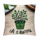 Ulloord  Throw Pillow Covers Vintage Watercolor Summer Green Plant Grass Decorative Pillow Covers Square Black Form Couch Decor Cushion Cover