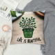 Ulloord  Throw Pillow Covers Vintage Watercolor Summer Green Plant Grass Decorative Pillow Covers Square Black Form Couch Decor Cushion Cover