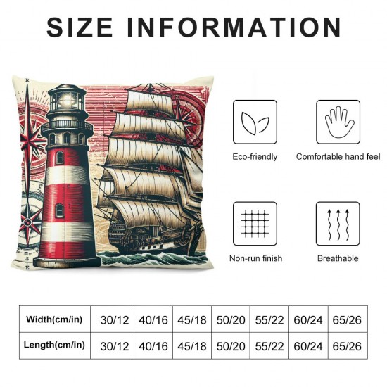  Nautical Compass Pattern Decorative Pillow Covers Sea Vessel Throw Pillow Covers Square Cushion Case Cover Home Decor for Sofa