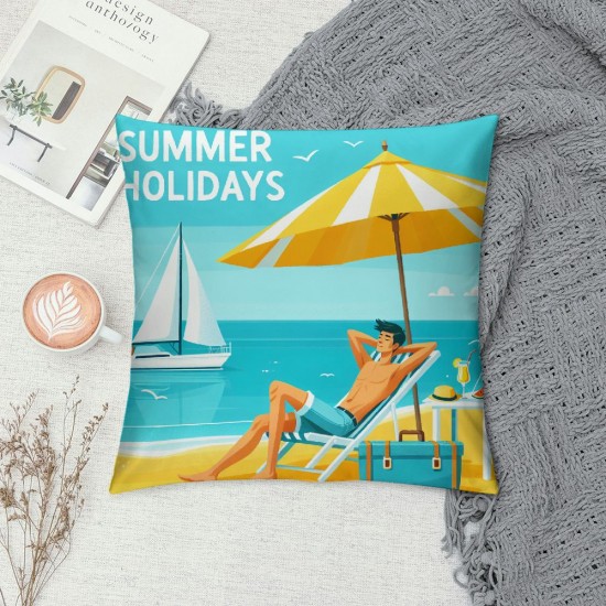  Summer Throw Pillow Covers Quote Words Pillow Cover Sea Beach&nbsp; Fruit Decorative Pillow Case Cushion Cover Beach Theme