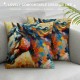  Oil Painting Throw Pillow Cover Color Horse Pattern Decorative Pillow Covers Square Outdoor Home Cushion Case Cover for Sofa