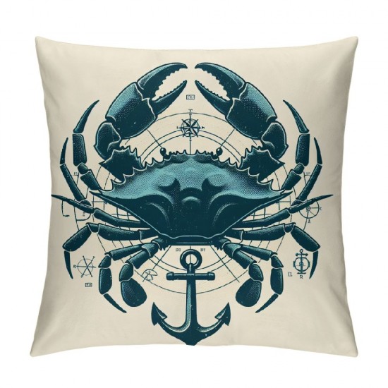 Ulloord Vintage Ocean Marine Life with Anchor Sailboat Lighthouse Throw Pillow Case Cover,Funny Nautical Decorations For Home Bedroom Office,Gifts For Marine Life Lovers Women Men Girls Boys