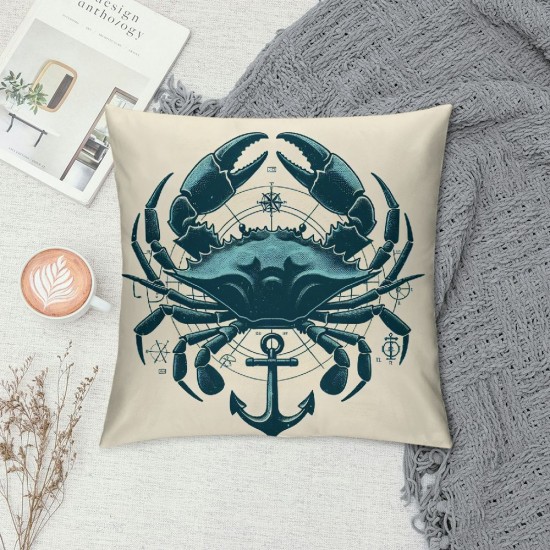 Ulloord Vintage Ocean Marine Life with Anchor Sailboat Lighthouse Throw Pillow Case Cover,Funny Nautical Decorations For Home Bedroom Office,Gifts For Marine Life Lovers Women Men Girls Boys