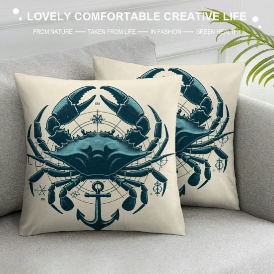 Ulloord Vintage Ocean Marine Life with Anchor Sailboat Lighthouse Throw Pillow Case Cover,Funny Nautical Decorations For Home Bedroom Office,Gifts For Marine Life Lovers Women Men Girls Boys