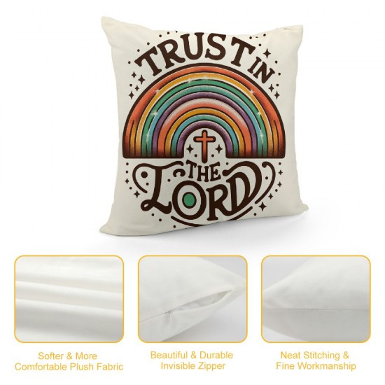 Trust The Lord Throw Pillow Case Cover ,Boho Purple Rainbow Decorations for Home Bedroom Girls Room Office,Gifts for Women Faith Girls Teens