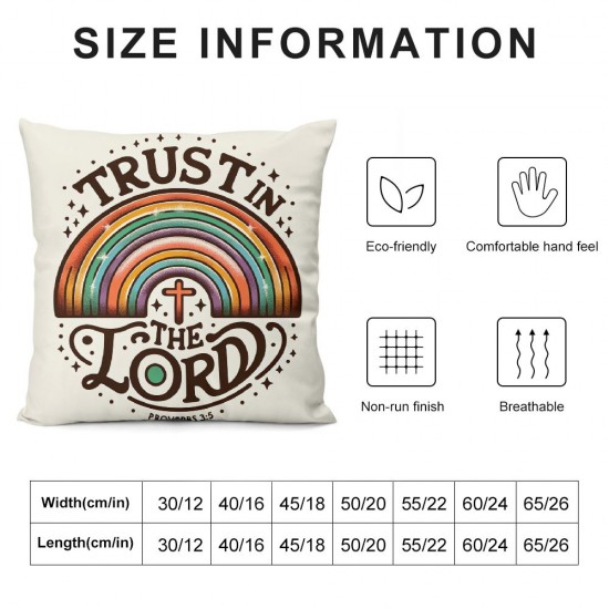 Trust The Lord Throw Pillow Case Cover ,Boho Purple Rainbow Decorations for Home Bedroom Girls Room Office,Gifts for Women Faith Girls Teens