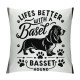 Ulloord Life is Better with A Basset Hound Decorative Throw Pillow Case Cover ,Funny Basset Hound Puppy Dog Decorations For Home Bedroom Girls Room Office,Basset Hound Owners Moms Gift,Dog Lovers Gift