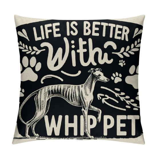 Ulloord Life is Better with A Decorative Throw Pillow Case Cover ,Funny Decorations for Home Bedroom Girls Room Office, Owners Moms Gift,Dog Lovers Gift