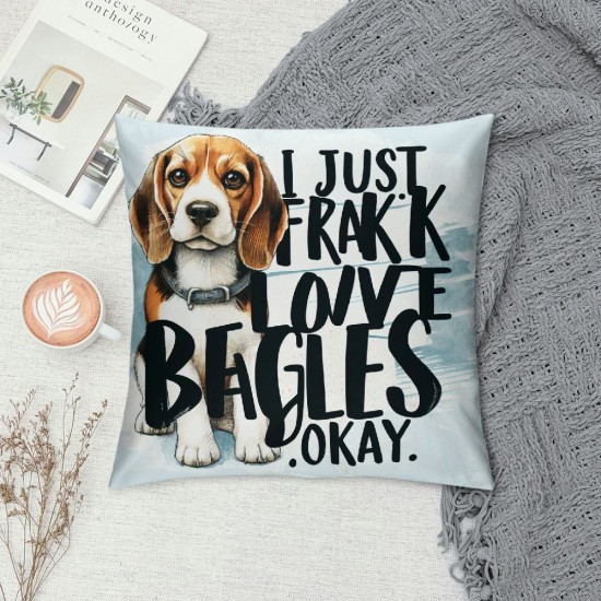 Ulloord Dog Themed Pillowcase Decorations for Home, Funny Quote I Just Freaking Love Okay Throw Pillow Cover , Dog Lover Gifts, Lover Gifts