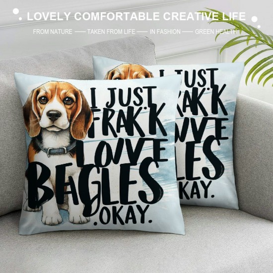 Ulloord Dog Themed Pillowcase Decorations for Home, Funny Quote I Just Freaking Love Okay Throw Pillow Cover , Dog Lover Gifts, Lover Gifts