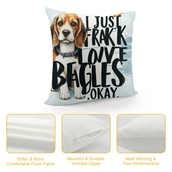 Ulloord Dog Themed Pillowcase Decorations for Home, Funny Quote I Just Freaking Love Okay Throw Pillow Cover , Dog Lover Gifts, Lover Gifts