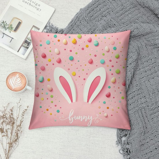  Pillow Covers Rabbit Bunny Spring Farmhouse Decorative Throw Pillow Cases Blue Pink Cushion Cover for Kids Room Couch Home Decor