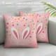  Pillow Covers Rabbit Bunny Spring Farmhouse Decorative Throw Pillow Cases Blue Pink Cushion Cover for Kids Room Couch Home Decor