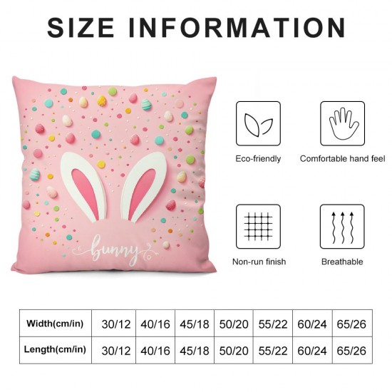  Pillow Covers Rabbit Bunny Spring Farmhouse Decorative Throw Pillow Cases Blue Pink Cushion Cover for Kids Room Couch Home Decor