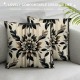 Ulloord Brown Tan Black Pillow Covers Dahlia Floral Decor Throw Pillows Spring Summer Modern Geometry Flower Outdoor Decorative Cushion Cases for Sofa Couch Bed Decorations